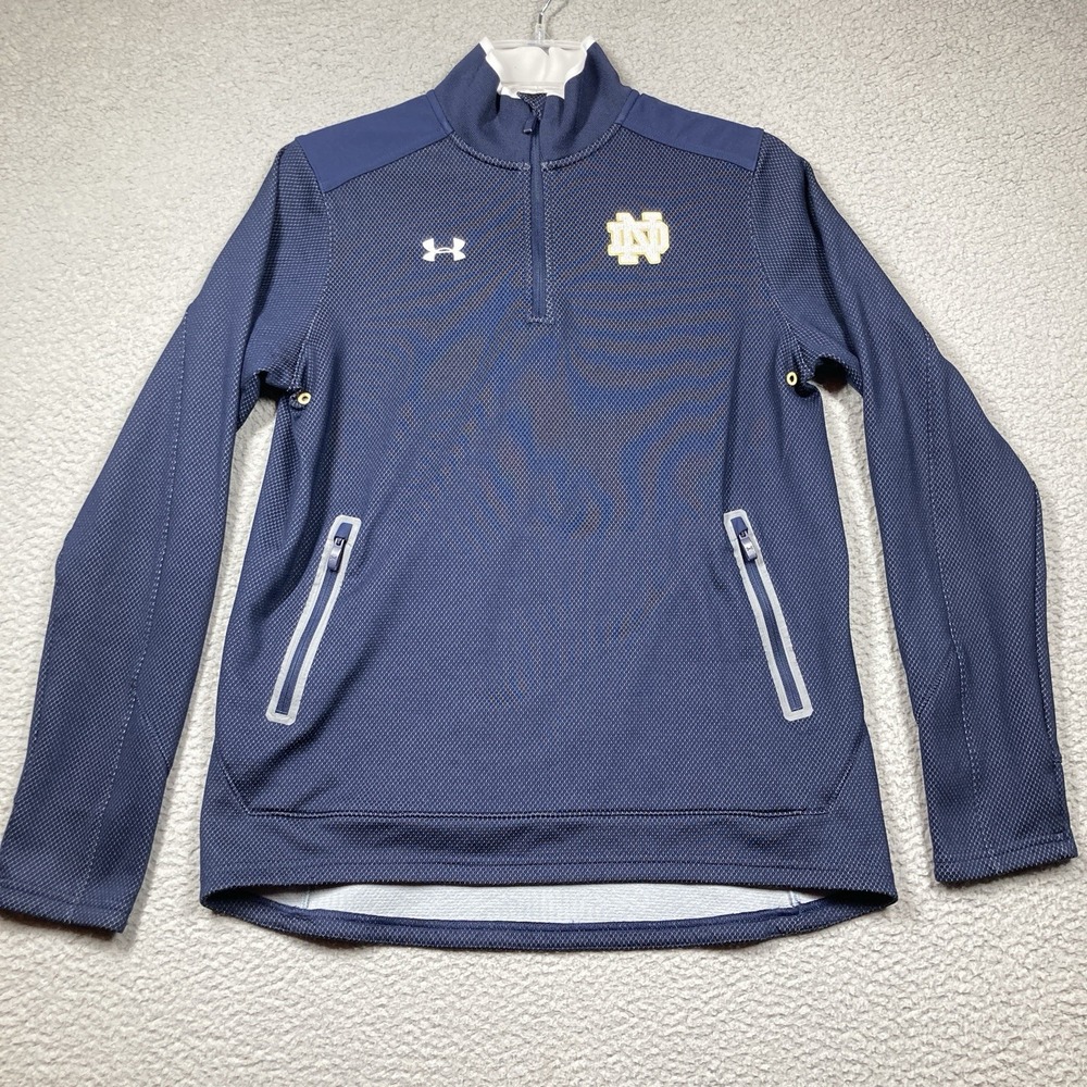 Notre Dame  1/4 Zip Pullover Women's XS Blue Long Sleeve Under Armour Loose Heat
